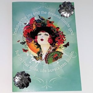 STAR Signed Floral Silver-Tone Metal Clip Earrings